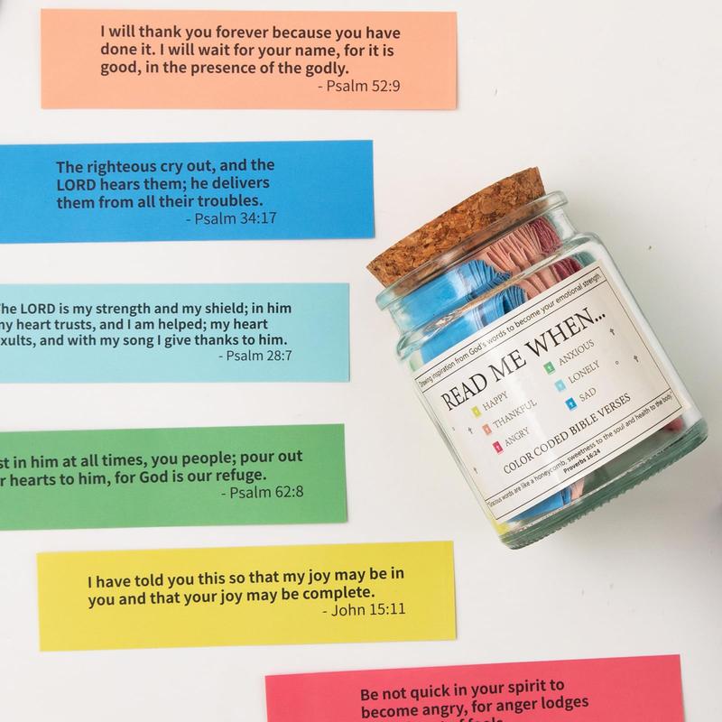 Bible Verse Jar - Color-Coded Verses for Women, Prayer Jar, Graduation Gift, Christian Mindfulness & Gratitude Cards, Emotions & Feelings Classic