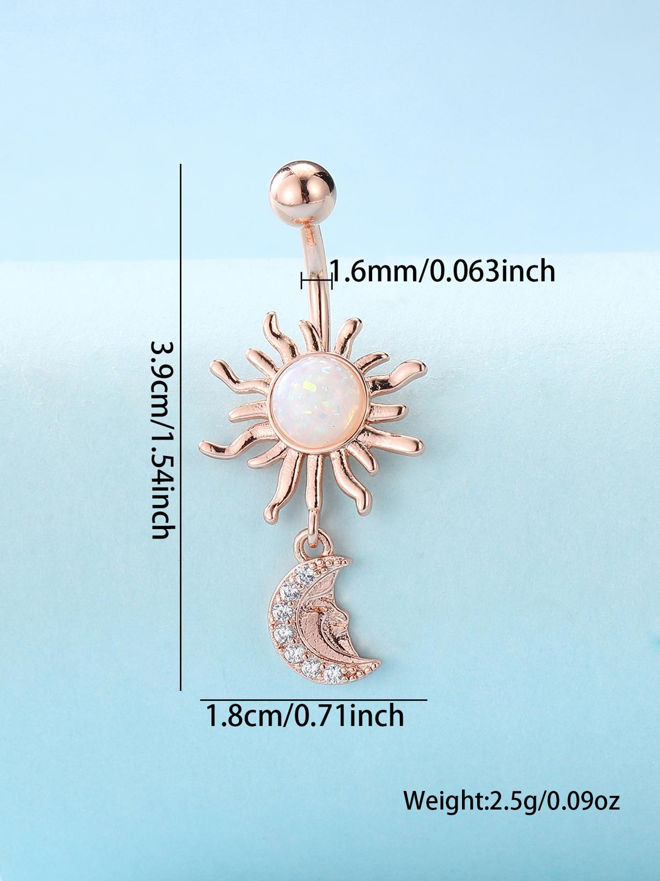 Fashion Sunflower & Moon Design Belly Button Ring, Stainless Steel Navel Piercing Body Jewelry for Women & Girls,  Body Jewelry for Party, Daily Clothing Decor