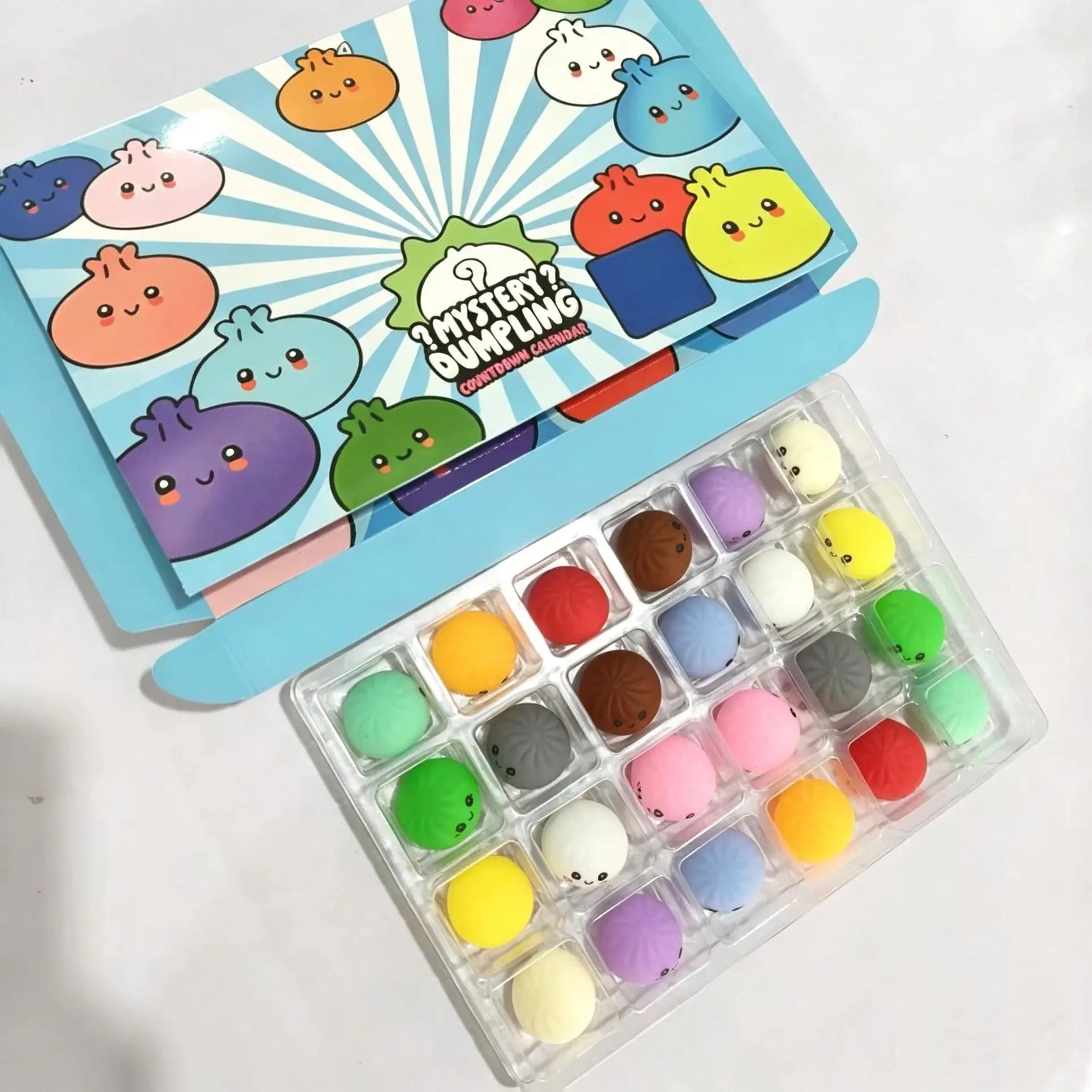 Dumpling Squishy Mystery Box Advent Calendar 2026 Mini Squishies Dumplings Countdown Set Pack 24 PCS Crazy Fun Bao Bun Random Surprise Stress Anxiety Relief Sensory Fidget Gifts for Adults Teens