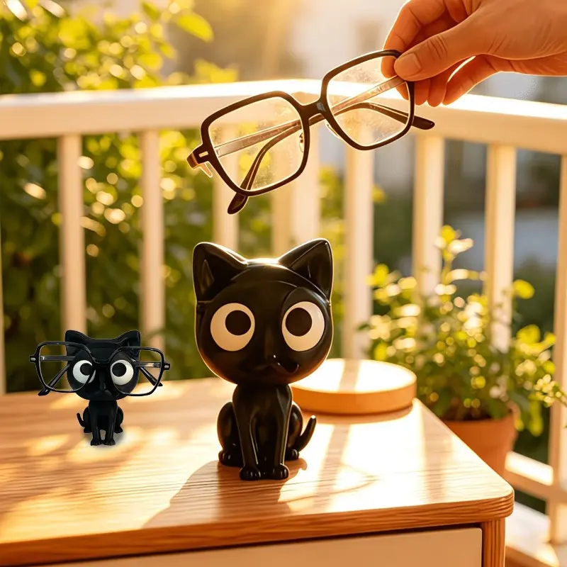 Cute Cat Glasses Holder 3D Printed, Plastic Desktop Stand, Animal Shape Organizer, Fun Decorative Item for Eyewear Storage