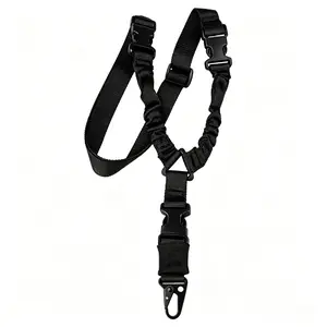 2 Point & Traditional Outdoor Sling, High-Quality Nylon Webbing with Elastic Rubber, Steel Metal Eagle Beak Buckle, 120cm Black Safety Rope