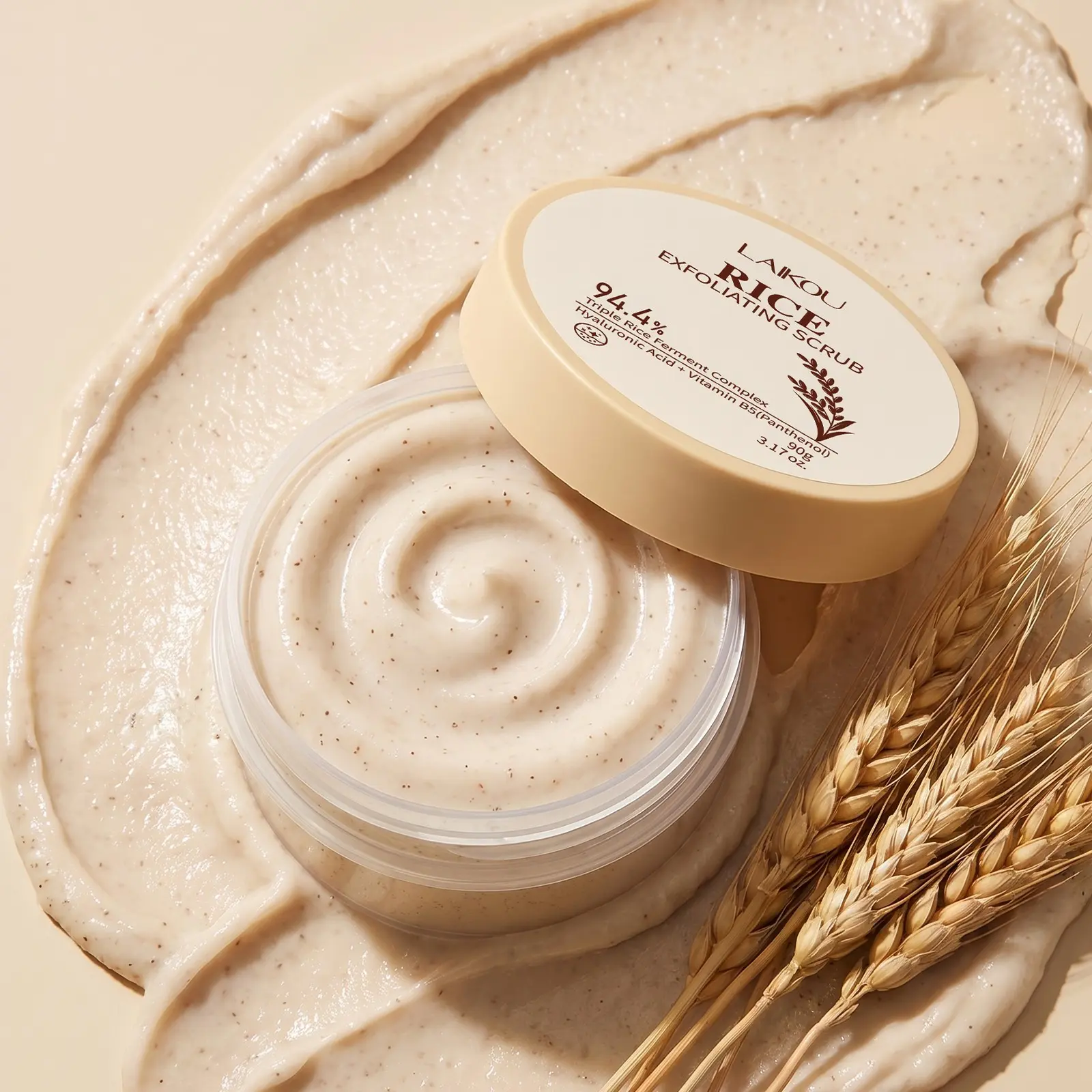 Rice Exfoliating Facial & Body Scrub (90g) – 94.4% Fermented Rice Gentle Micro-Exfoliant with Hyaluronic Acid & B5, Gentle Cleansing Scrub with Micro-Clays for Smooth, Radiant & Soft Skin