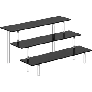 3 Tier Perfume Organizer Stand, Black Acrylic Risers Display Stands, Cologne Shelf Dessert Display for Party, Figure Stand Shelves, Collection Cosmetic, Cupcake Stand