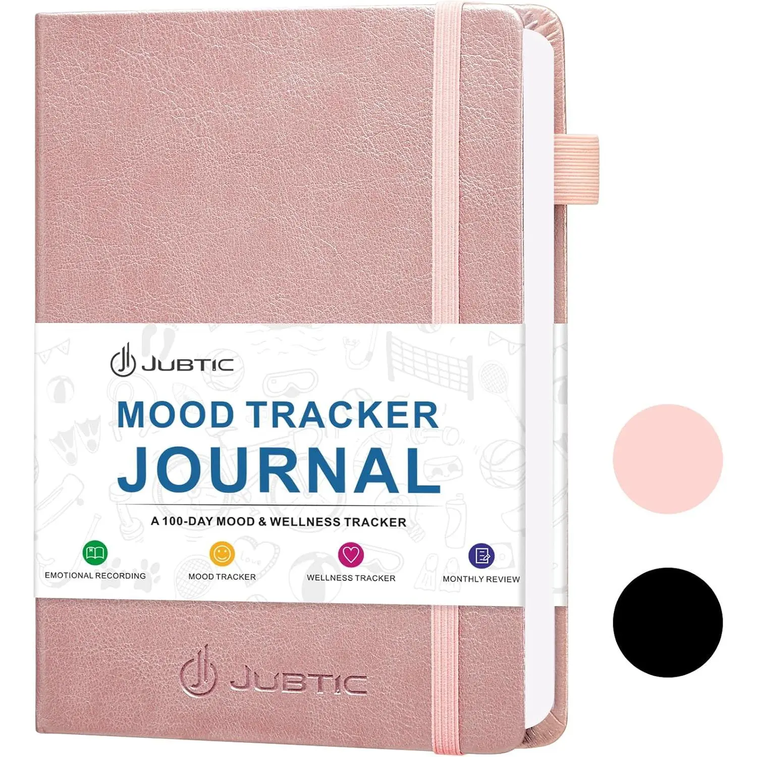 Mood  Journal, Mental  Journal for Women, 100-Day Self Care &  Journal with   and Monthly Reflection,  Planner to Practice Positive Thinking, Rose