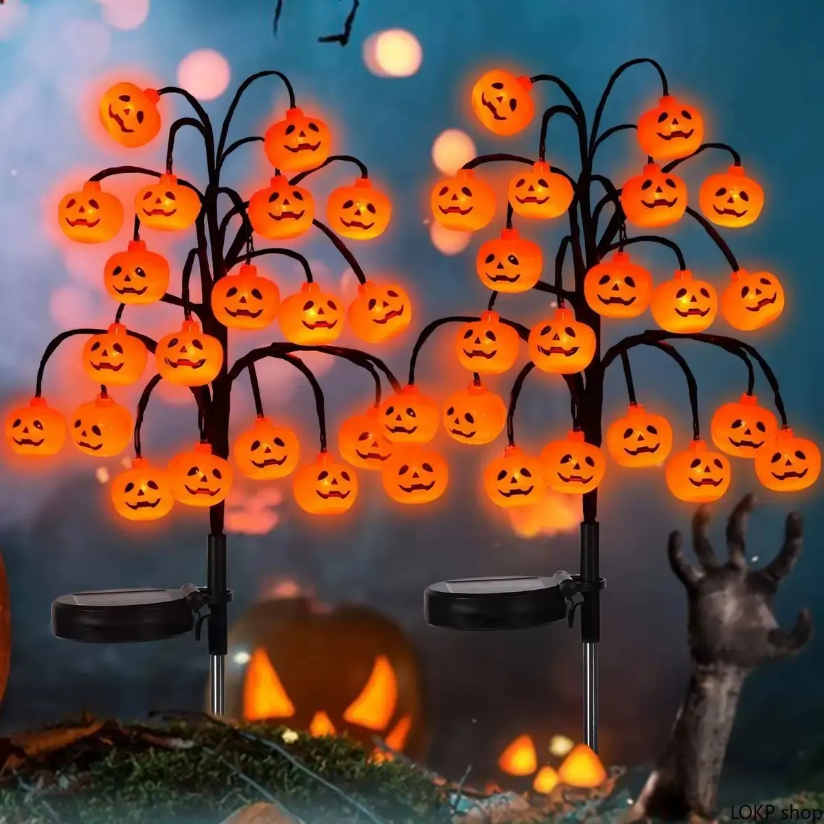 Solar Pumpkin Stake Lights, 20‑Head Halloween Garden Decor Lights With 8 Lighting Modes, Auto On‑Off Solar Powered Lamps For Yard Lawn Path And Backyard Party