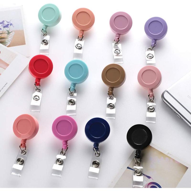 14 Pcs 24'' Retractable Badge Reel, Mixed Random Solid Color Nurse ID Badge Holder with 360° Swivel Alligator Clip