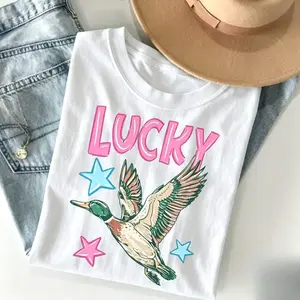 Comfort Colors Lucky Duck Striped Tee, Funny Animal Meme Shirt, Retro Summer Coastal Preppy Stripes, Lucky Shirt, Mallard Duck Shirt Gift for Her, Cotton Fabric