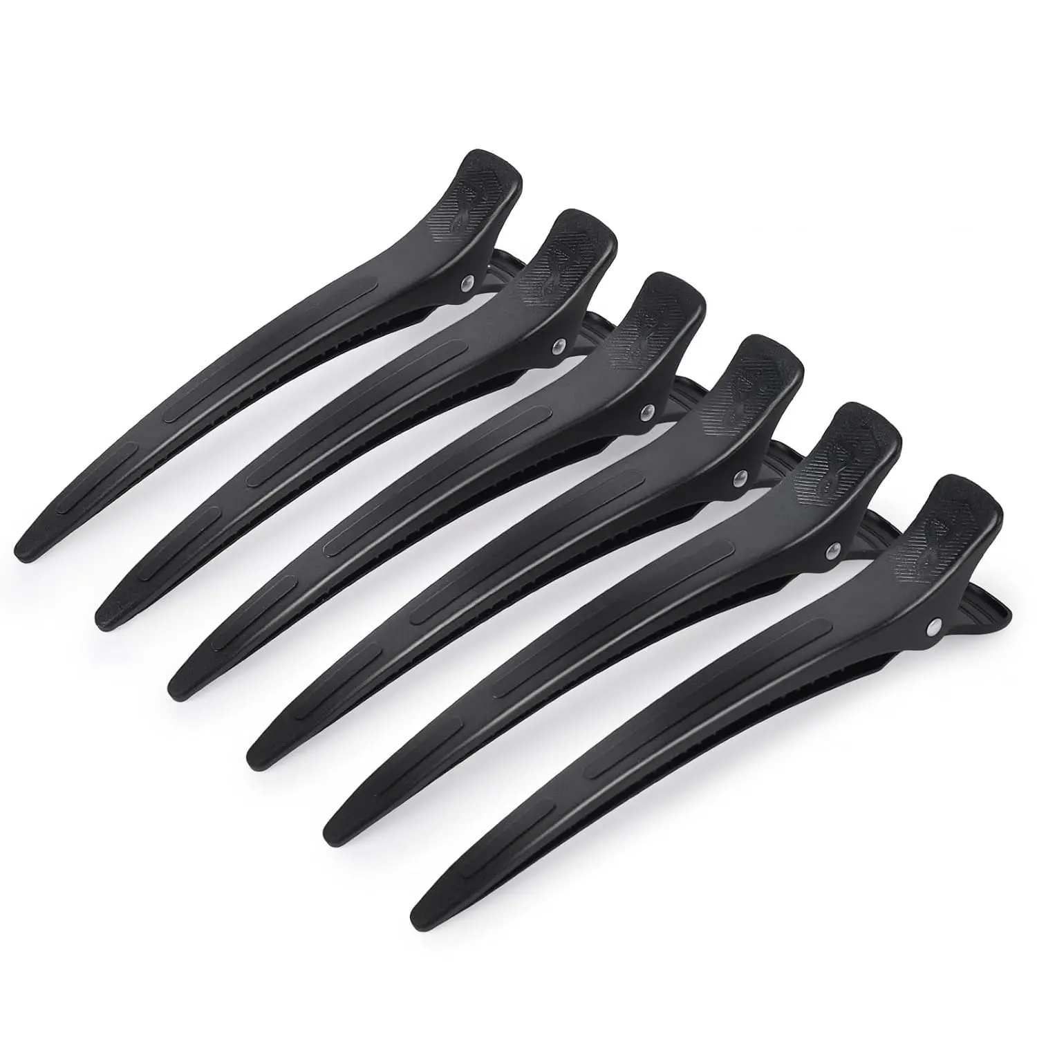Extended Sectioning Hair Clips w/-in  Band, 4.8" No-Crease Non-Slip Hair Styling Clips for Thick, Long Hair – Blow Drying,Hair Rollers, Rust-Free –6 Pack, Black Duckbill Clips