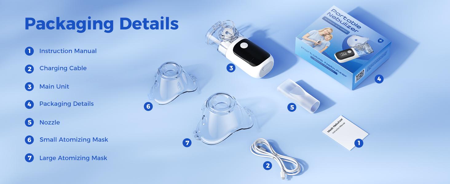 Nebulizer Machine for Adults and Kids, Portable Handheld Mesh Inhaler Ultra-Quiet Rechargeable with Auto-Clean, Fast Mist, Compact Travel Size for Home, Travel and Daily Use