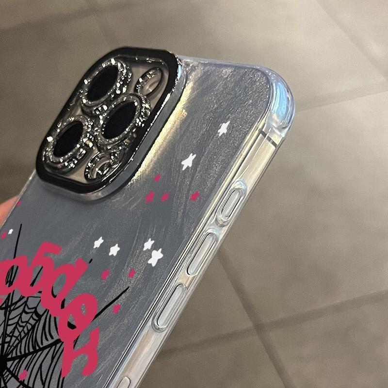 Black spider web pattern, phone case for iPhone17promax, 16 15pro 14plus 13 12Pro 11 Pro Max shockproof full camera protection durable slim silicone case phone case.QX484