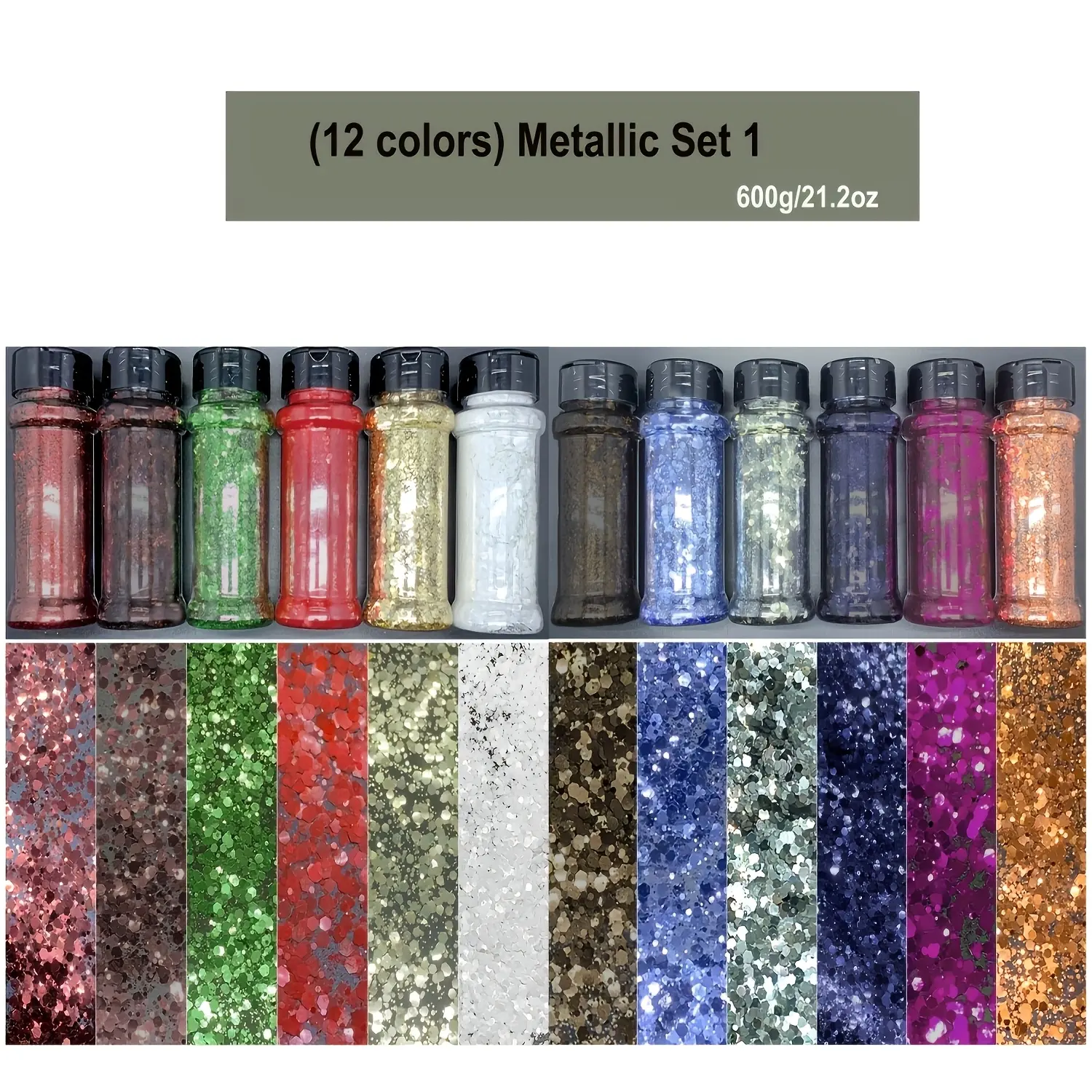 12 bottles of 1 5oz mixed holographic glitter set 36 color options pink green purple red blue black hexagon flakes for resin crafts glass phone case keychain card making holiday decoration