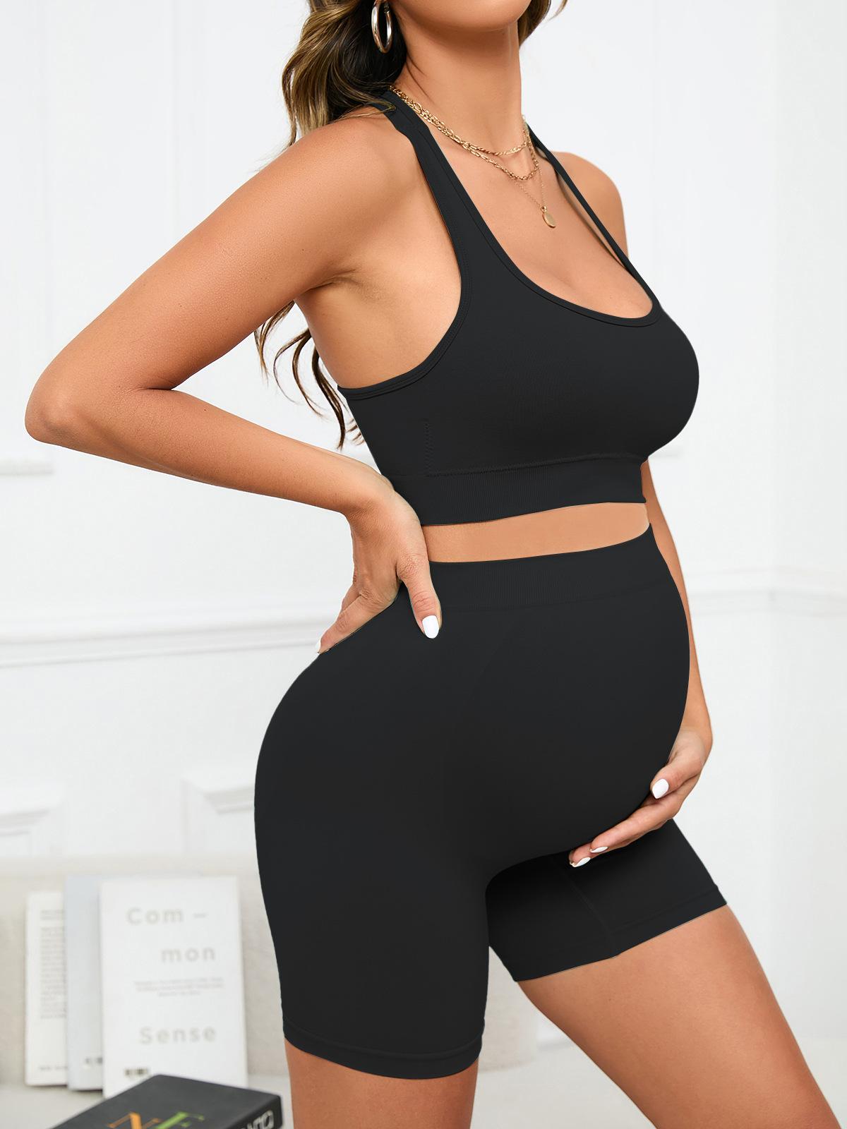 New Moisture-Wicking Quick-Dry Sports Fitness Yoga Pilates Bra and Shorts Set for Pregnant Women