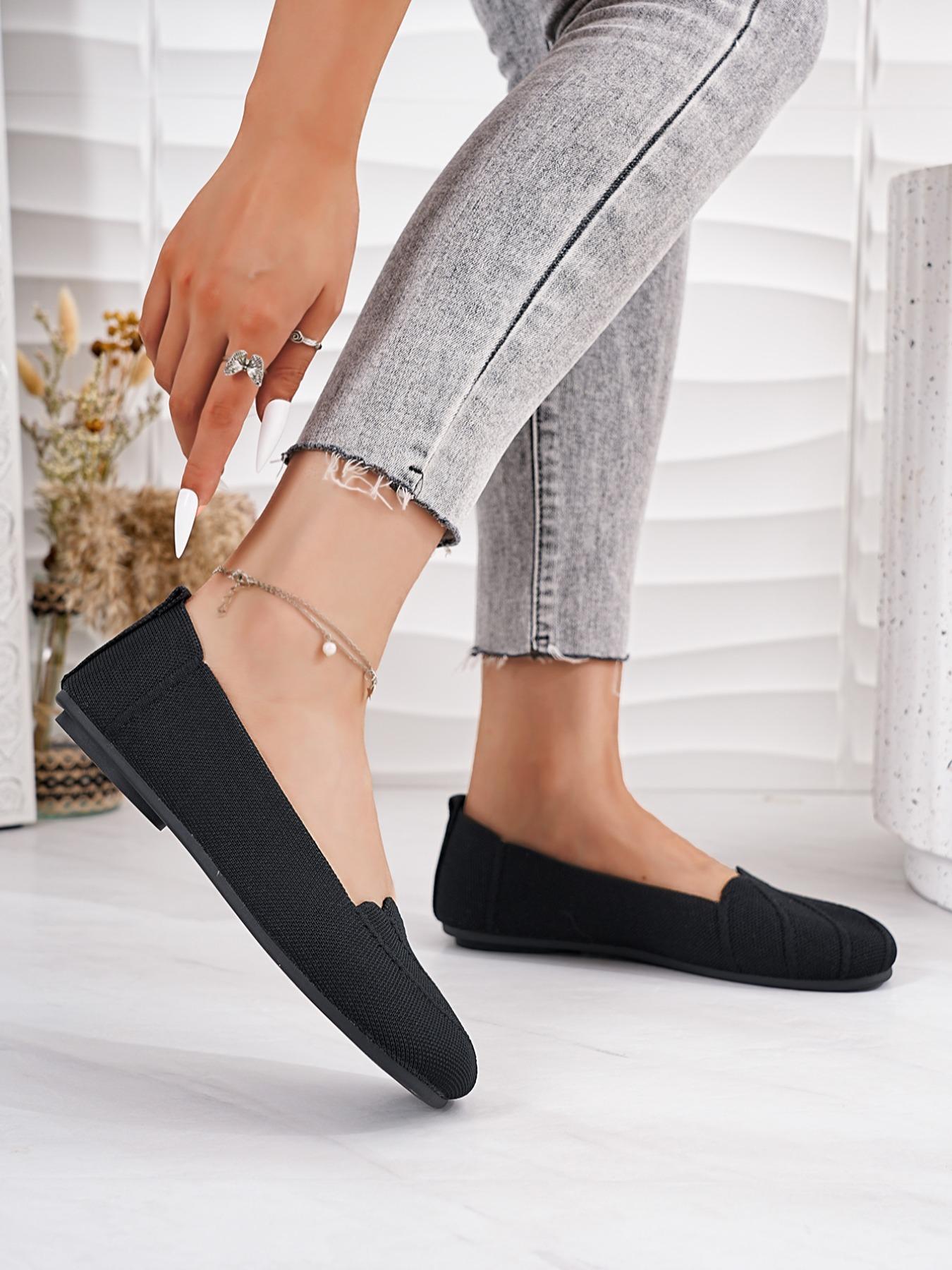 Women's Breathable Slip-On Soft Sole Flats Size 36-43, Casual Fashion Square Toe Shoes for All Seasons, Comfortable Commuter Footwear