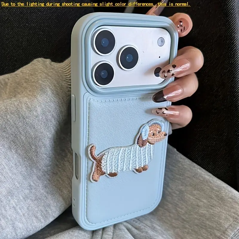 Phone Case - 1 Autumn And Winter High-End Lychee Pattern Embroidered Music Puppy Design Plush Phone Case, Beautiful Case Full Coverage Anti-Fall And Shockproof Protective Case, Suitable for Iphone 17, 17 Pro, 17 Air,back to school,back to school haul