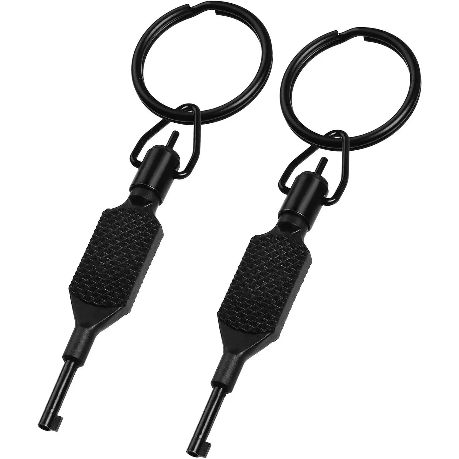 Universal Standard Handcuff Key 4" Long with Detachable Keyring, Flat Knurled Swivel Design, Black - 2 Pack(Gift)