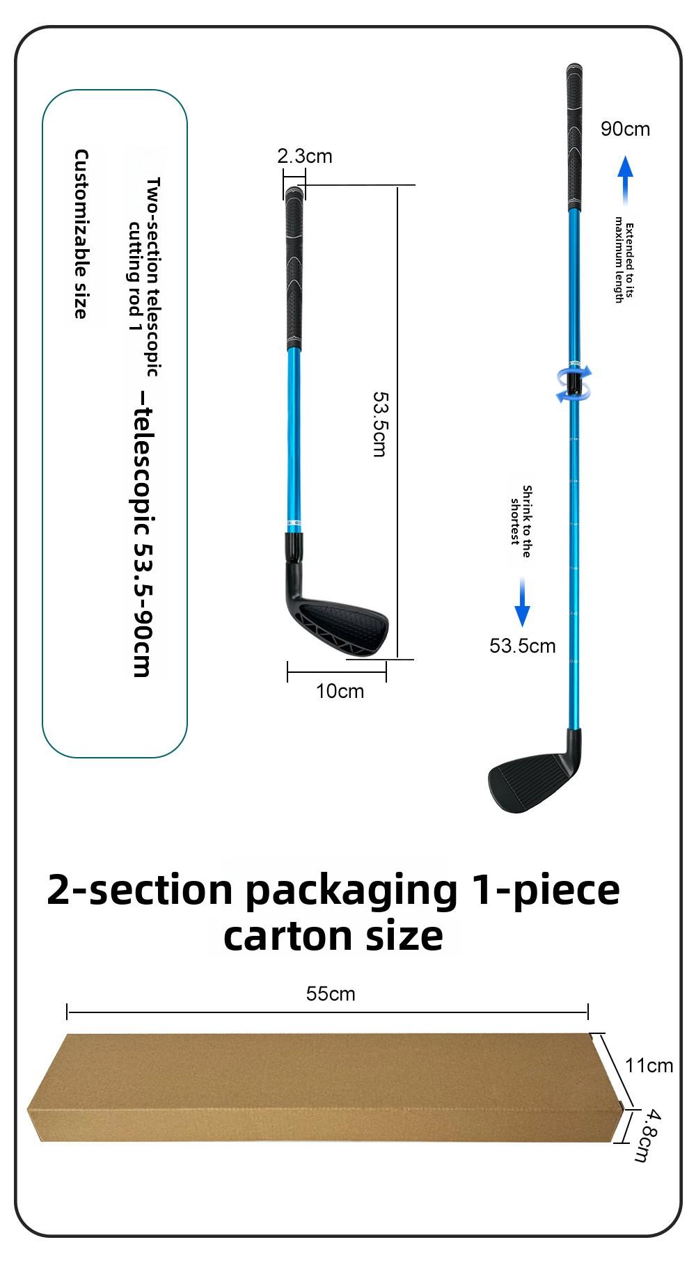 Outdoor Golf Three-Section Telescopic Chipping Club Extendable Practice Club for Indoor & Outdoor Use
