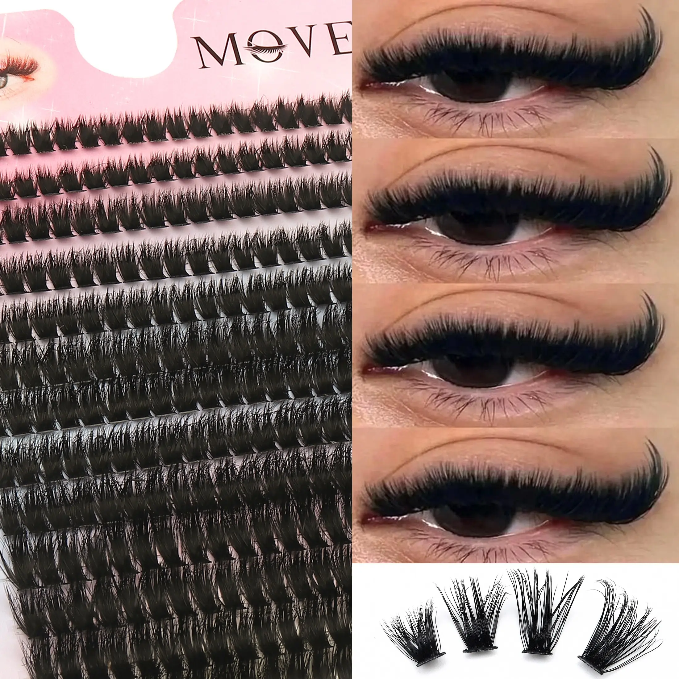 280pcs False Lash Clusters, 80D Dense Curl, DIY Lash Clusters, Reusable Natural Look, Suitable for Beginners, Parties, Travel, Eyelashes Clusters