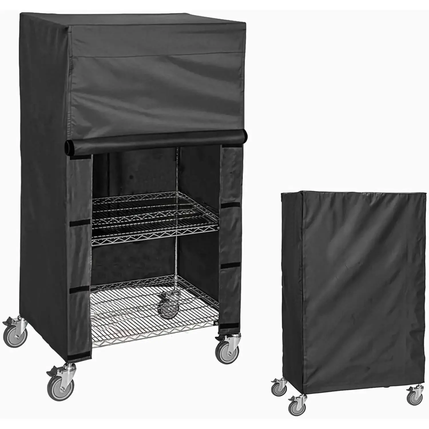 Shelf Cover for Wire Shelving Rack, Fits 30"x14"x62" Storage Rack | Waterproof Dust Shelving Cover, Roll-Up Door with Nylon Buckle Straps, for Rack in Garage, Pantry (No Shelves)