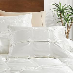 King Size Comforter Set Ivory White, 3 Pieces Soft and Lightweight Silk Bedding, All Season Down Alternative Comforter Bed Set