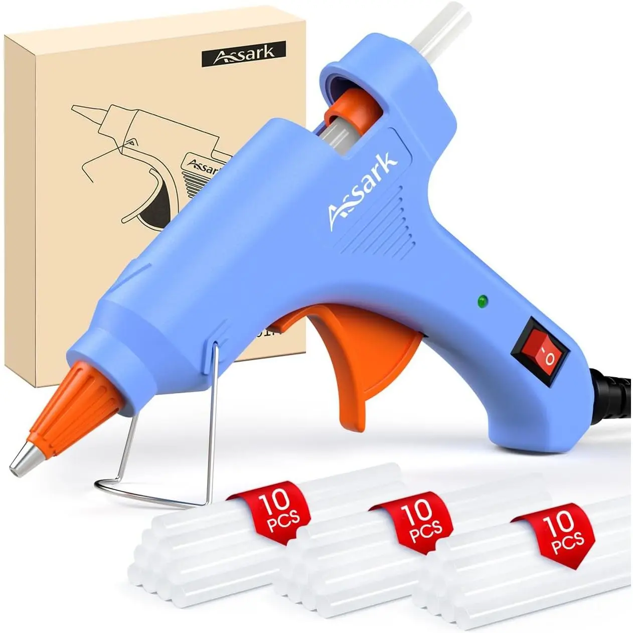 30W Mini Hot Glue Gun Kit with 30 Glue Sticks, High-Temp Hot Melt Gun with Plastic Body & Quick Preheat for DIY Crafts, Arts, and Quick Home Repairs, Blue, 30W Power, Hot Melt Glue