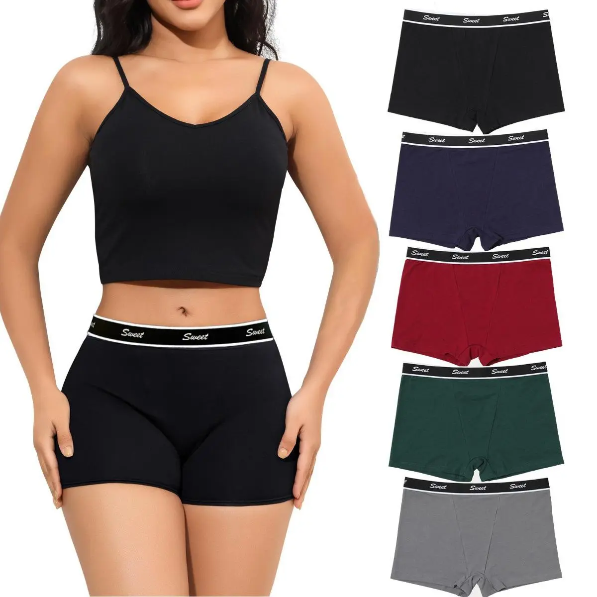 LEVAO Women's Basic Cotton Boyshort Panties 5-Pack, Soft Stretch Full Coverage Boxer Briefs, Fits S-XXL Breathable Everyday Underwear