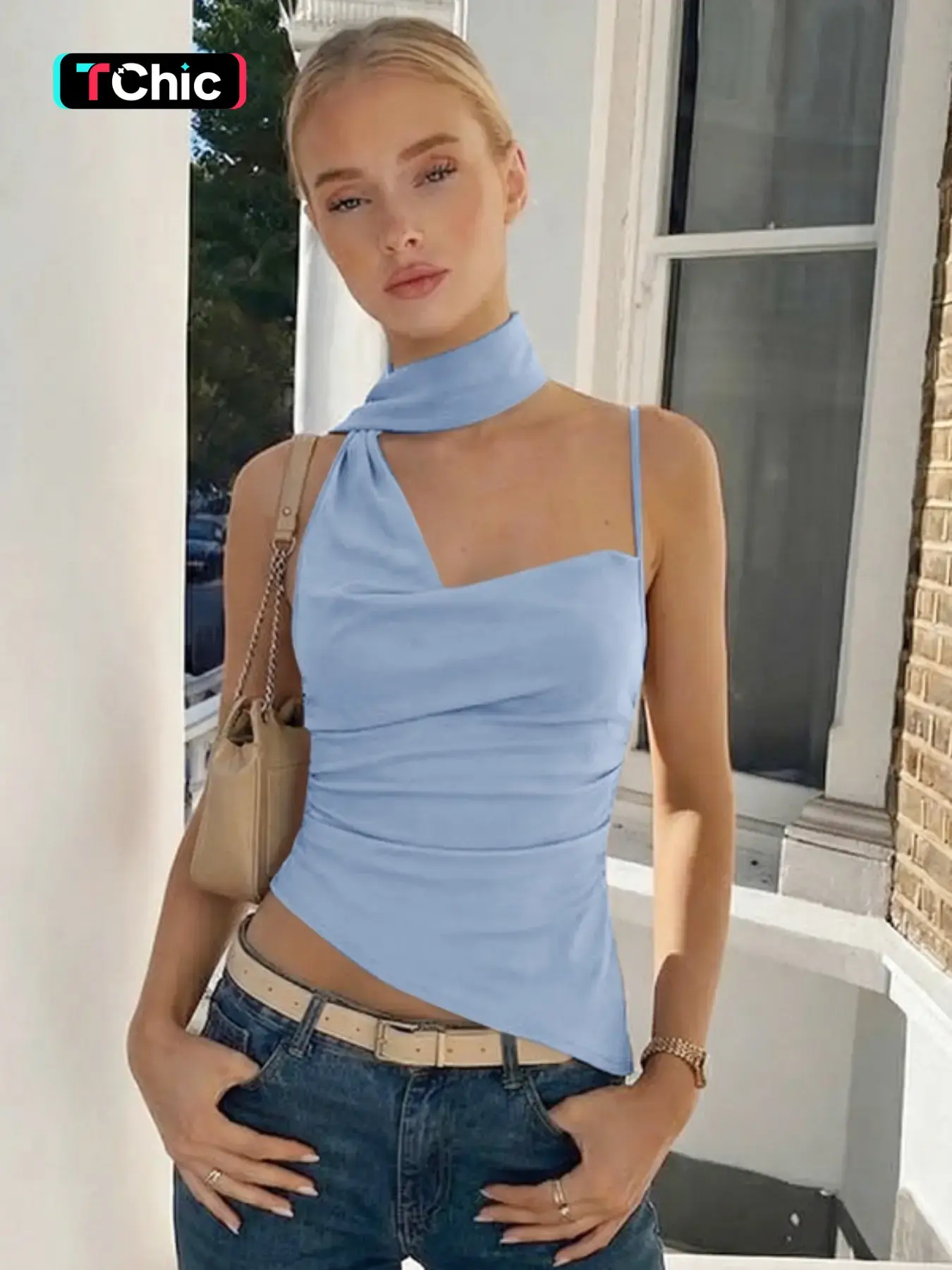 Women Summer Sexy Halter Casual Summer Sleeveless Party Club Tank Top Camisole Neck Halter Camis Womenswear