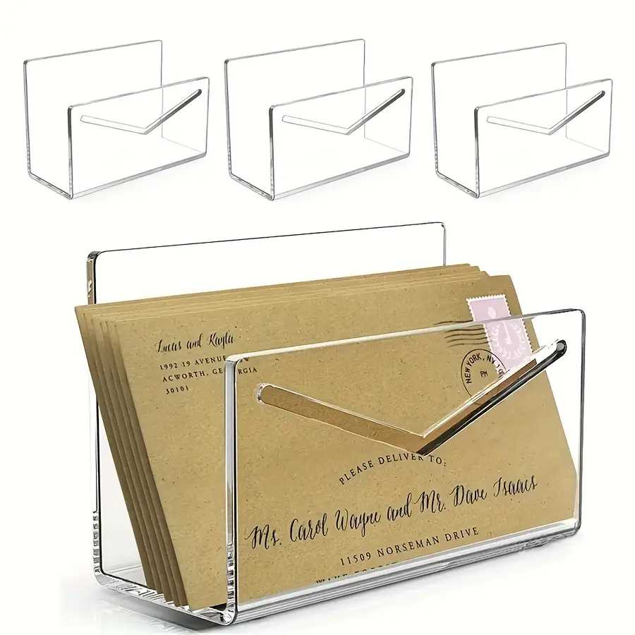 Acrylic Letter Holder, Envelope Holder, Transparent Acrylic Document Letter Storage Box, Desktop Vertical Envelope Letter Holder, Lightweight Desktop Bill Organizer, Suitable for Home Office And School
