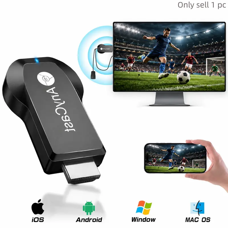 Wireless HDMI Display Adapter, 2.4G Wireless HDMI Transmitter and Receiver, 4K Decode 1080P Output, Plug & Play Screen Mirroring Dongle for Soccer Games, Live Sports, Movies, PC/TV/Projector/Monitor, Digital Products, Electronic Gadgets