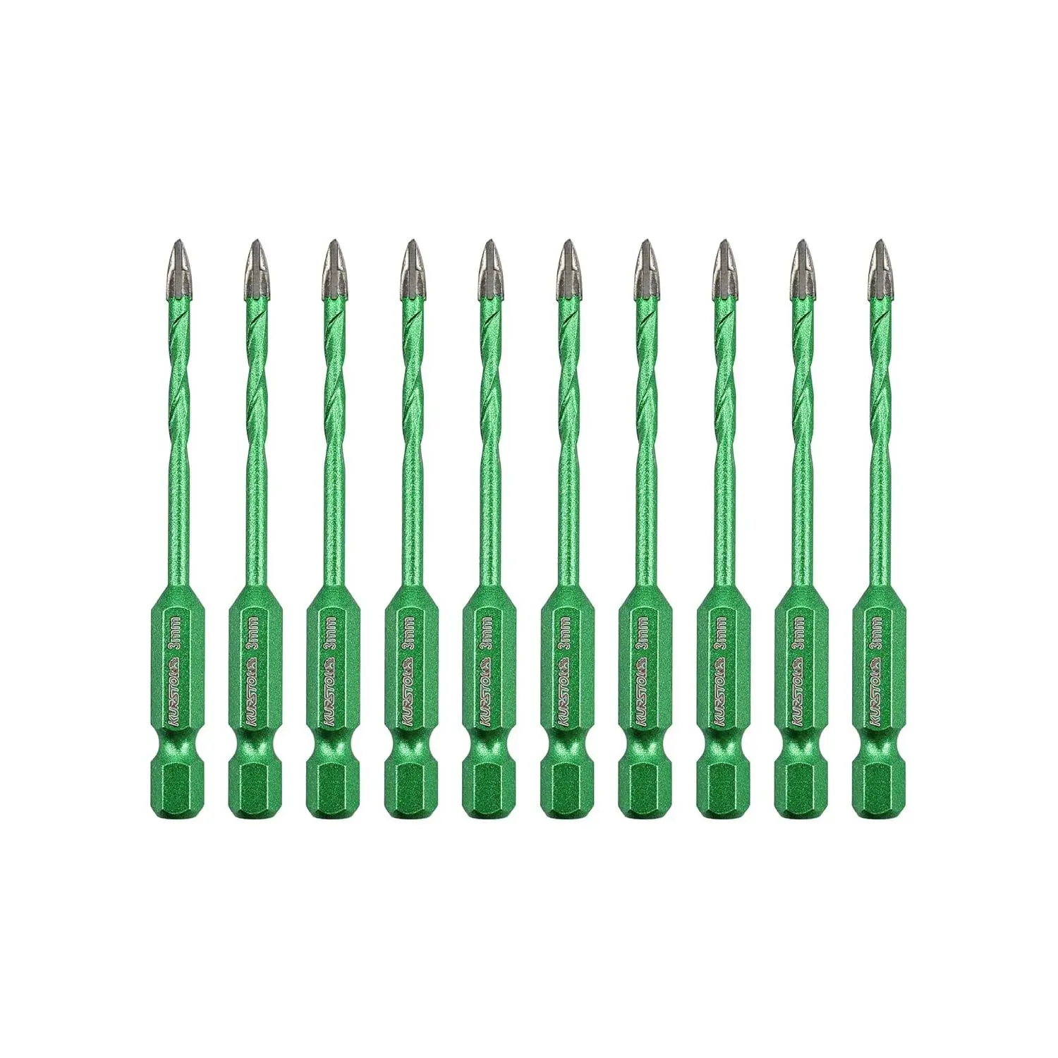 10 count 1/8" Masonry Drill Bits Set -  Concrete Drill Bit for  Plastic Masonry Brick Glass Tile Marble,  Tungsten Carbide Tip, Quick-fit Hex Shank