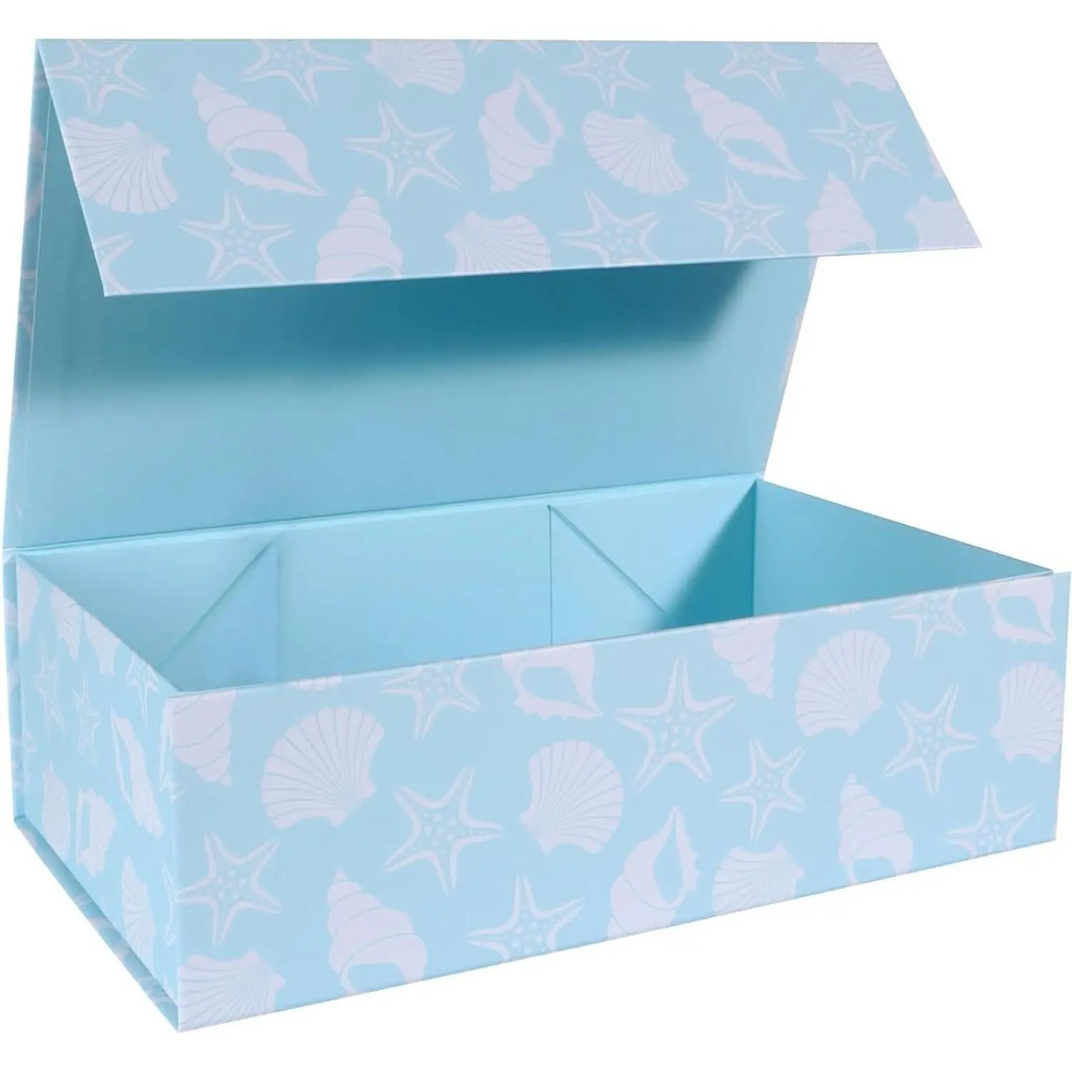Blue Ocean Theme Gift Box with Magnetic Lid, Large Bridesmaid Proposal Box 13.8x8.3x4.4 in, Rectangle Wedding Decorative Storage BoxGift
