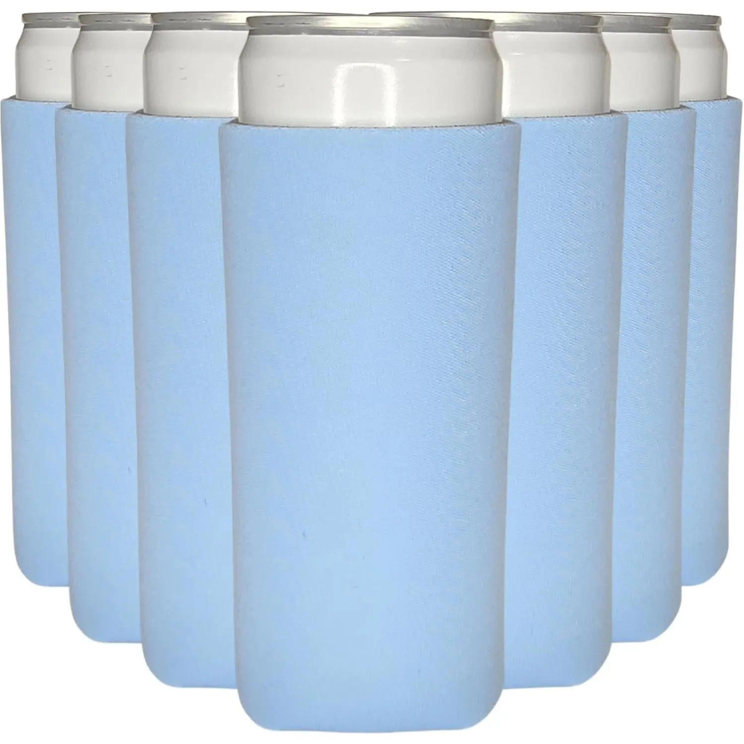 Placid Blue Solid Colors Slim Can Cooler Thin Sleeves (12-Pack) - 12 Oz Insulated Sublimation Blanks for Heat Press Vinyl, Fits Skinny Tall Cans & Insulated Water Bottles, Insulated Water Bottle