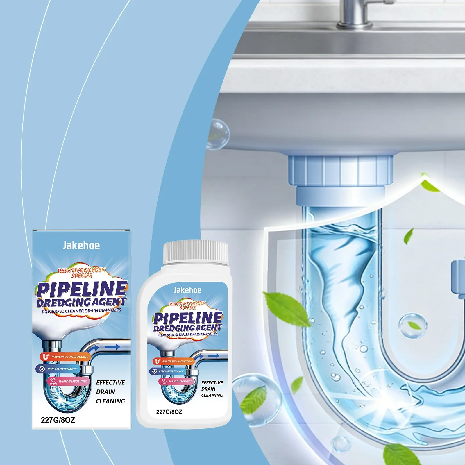 Drain Unblocker Powder, Quick Drain Cleaning for Kitchen Sink and Toilet Pipes, Odor Eliminator, Fast Plumbing Solution