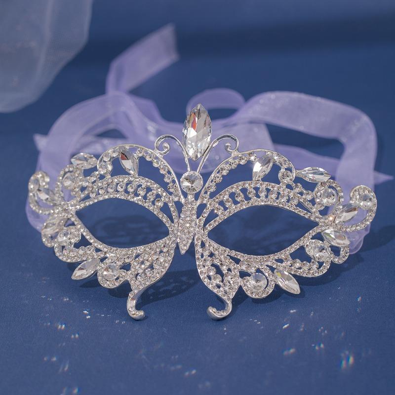 Rhinestone Tassel Masquerade  Headpiece, Luxury Face  for Wedding, Party & Stage Performance domino