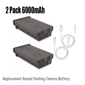 MYIYAE 2-Pack 6000mAh Rechargeable Replacement Hunting Camera Battery - EM6 Lithium-Ion Battery with USB Wall Adapter and Cable, Compatible with Tactacma X, Xpro, XB, SK, TACTXG2, TACTSK Trail Cameras