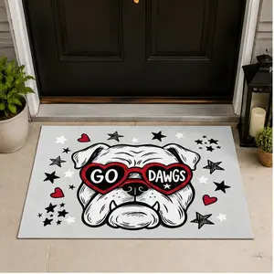Bulldog Go Dawgs Doormat Non Slip Absorbent Quick Dry Diatomaceous Earth Floor Mat Funny Sports Team Doormat for Entryway Indoor Outdoor Bathroom Kitchen Home Decor
