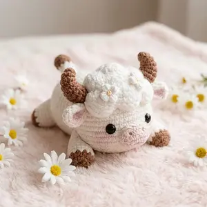DIY Crochet Cute Cloud Cow Set, Beginner Friendly Amigurumi Doll Tutorial Kit, Perfect Gift Idea, Heartfelt Present Choice