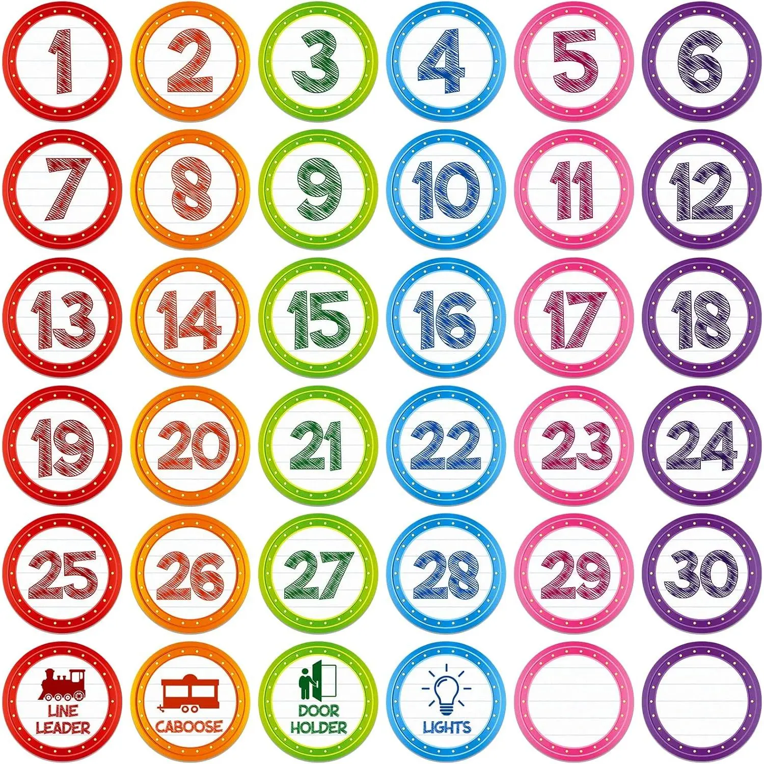 36-Count Boho Pastel Number Stickers, 4" Self-Adhesive Vinyl Number Markers for Classroom Floor, Aesthetic School Supplies, Teaching & School Study Supplies