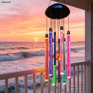Solar LED Wind Chime Light Waterproof Color Glow Hanging Lantern Soft Chime Patio Yard Balcony Outdoor Garden Decor