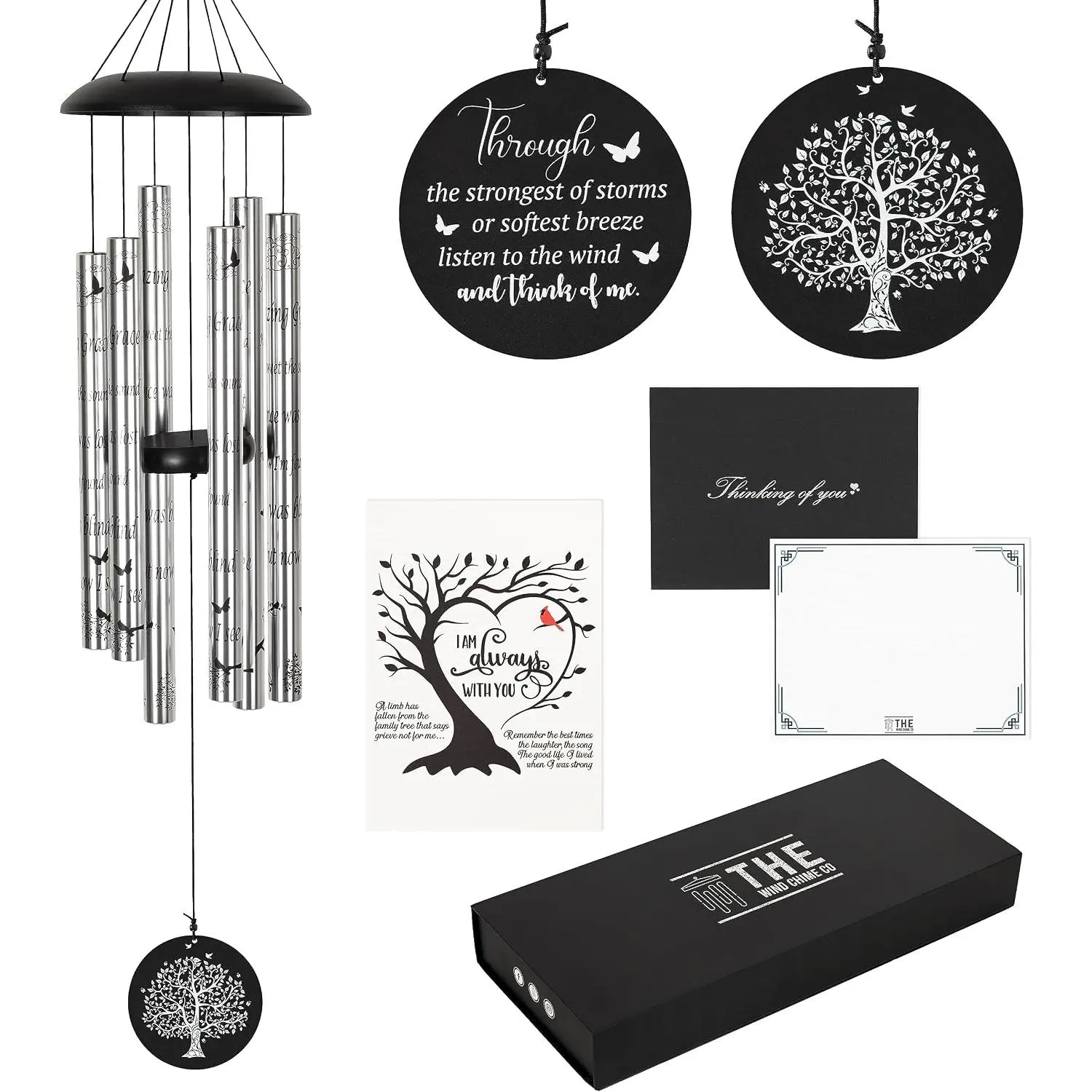 The Wind Chime CO Deep Tone Sympathy Wind Chime with 6 Andonized  Tubes Tuned  Melody, Memorial Wind Chimes for Outside Decoration (Patio, Graden, Yard) 40"