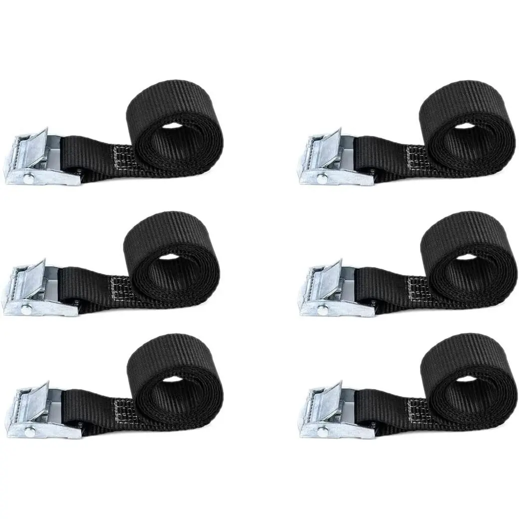 TuTuYa 6PK Short Length Adjustable Buckle Straps - 2.1Ft x 0.98In (65x2.5cm) Black Heavy Duty Tie Down Lashing Straps for Vans, Bicycles, Adjustable Strap