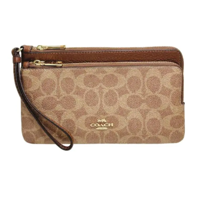 Coach PVC Clutch Bag for Women, Small Logo-Embossed Style in Brown