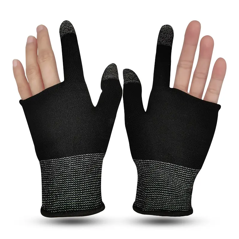 Gaming Finger Gloves with Finger Thumb Sleeves, Finger Cot Kit Includes 1 Pair Two-finger Touchscreen Gloves & 2 Pairs Thumb Sleeve, Gaming Accessories