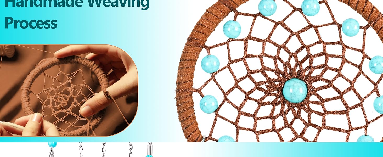 Mini Dreamcatchers - Goose Feather with Cerulean Blue Beads, Handmade Dream Catcher for Girls, A Dream Catchers for Boys, Dream Catcher Wall Decor Mini Dreamcatchers - Goose Feather with Cerulean Blue Beads, Handmade Dream Catcher for Girls, A Dream Catchers for Boys, Dream Catcher Wall Decor