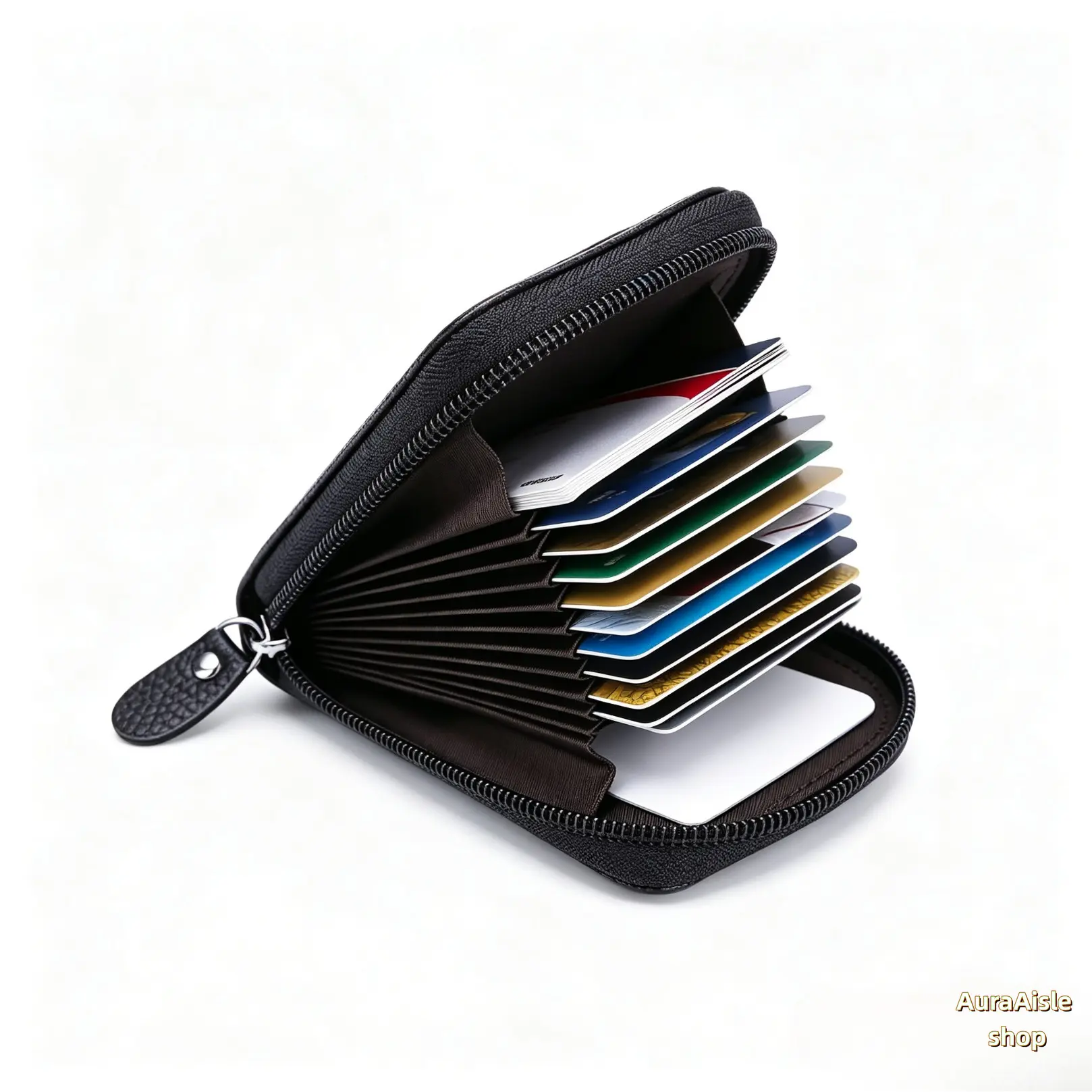 Accordion Multi-Slot Zipper PU Leather Card Wallet, Compact Business Credit Card Holder, Portable Pocket Size Card Organizer For Office Work, Daily Errands & Outdoor Travel Use