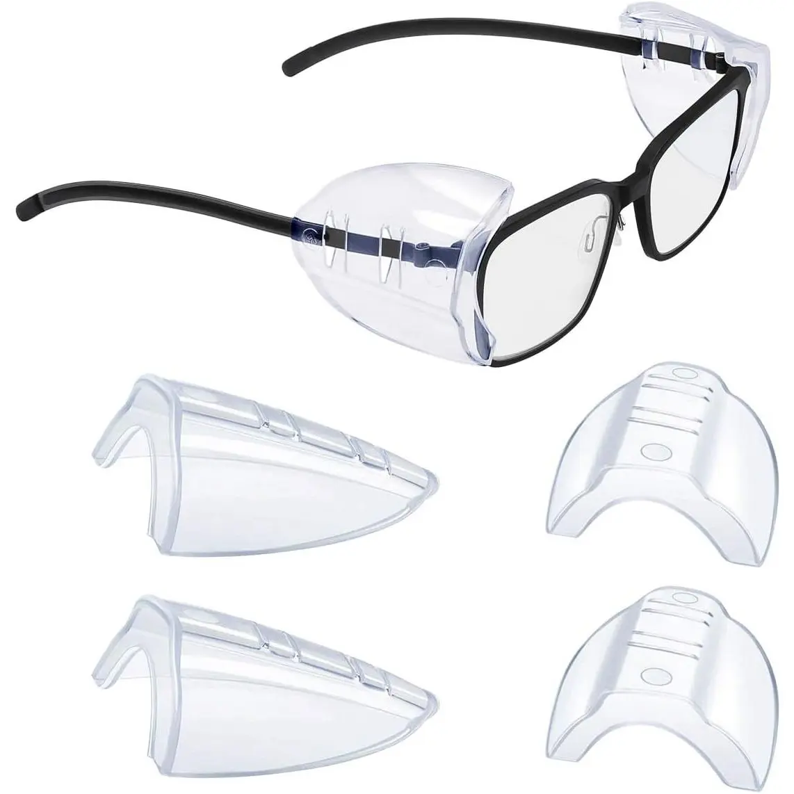 Eyeglasses Side Shields - 2/4/6/10 Pairs, Adapted Size, Easy On & Off, Fits Brackets Width Less Than 12 mm, Compatible with Prescription Lenses