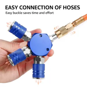 3-Way 1/4Inch Air Manifold with Coupler and Plugs Air Splitter Quick Connect Air Compressor Hose Fitting Air Hose Connector