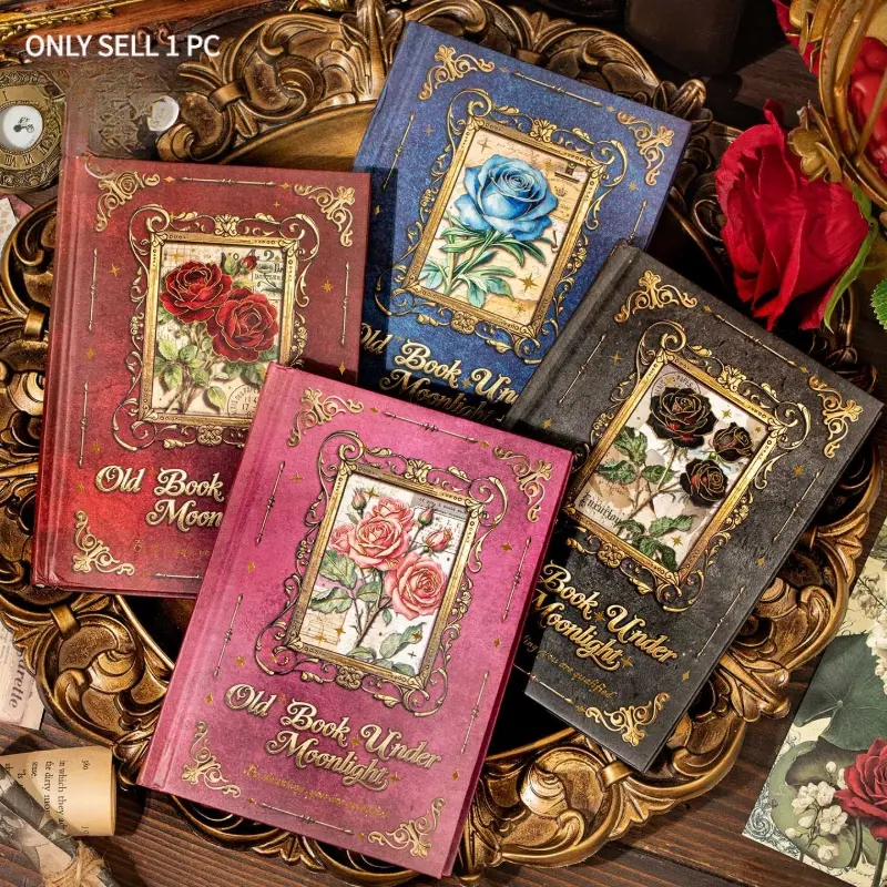 Gothic Rose Vintage Hardcover Journal,Gold Foil Embossed, Luxury European Style Journaling Notebooks for Writing, Scrapbooking, Students & Gifts