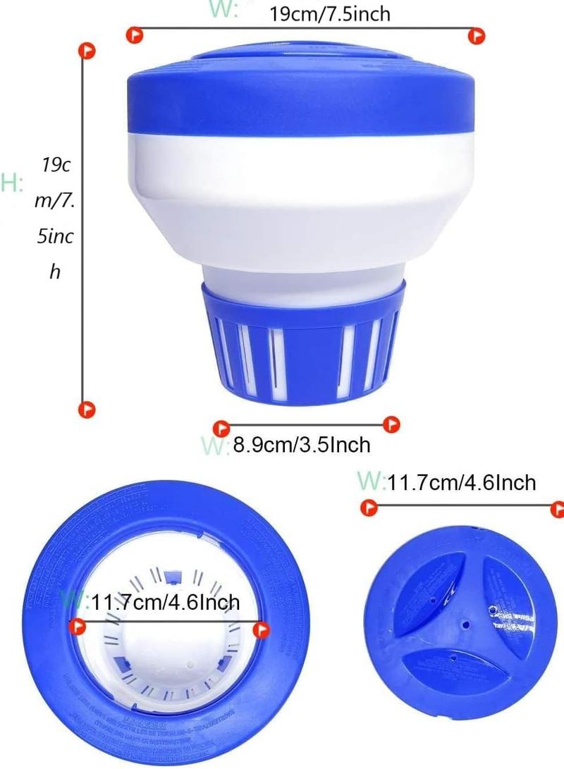 Pool Chlorine Floater, 7.5" Large Floating Chlorine Dispenser, Optimal Pool with Adjustable Release for Indoor & Outdoor Swimming Pool Hot Tub