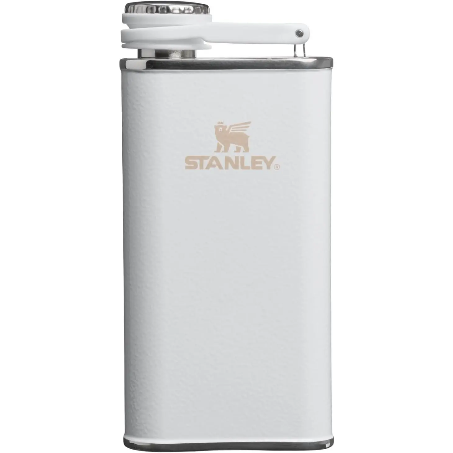 Stanley Classic Easy Fill Wide Mouth Flask 8 oz | Leakproof Hip Flask | Hinge Connected Never Lose Cap | Insulated Stainless Steel Liquor Container | BPA-Free | Hammertone Frost