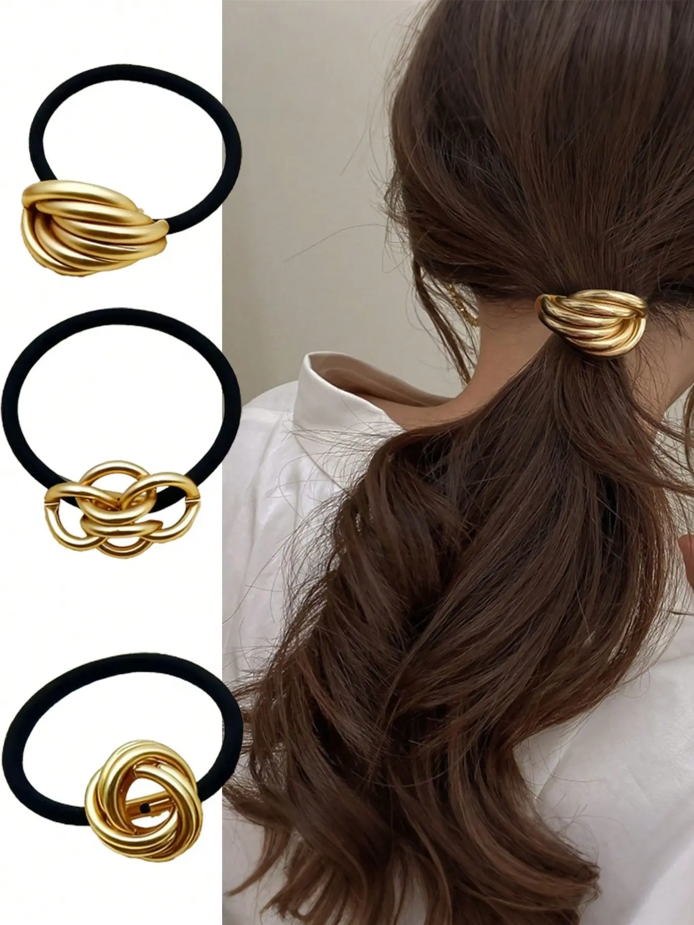 Matte Knot Design Metal Hair Tie, Elegant Twisted Simple Headband, High Elasticity Korean Fashion Hair Rope, Perfect for Daily Use